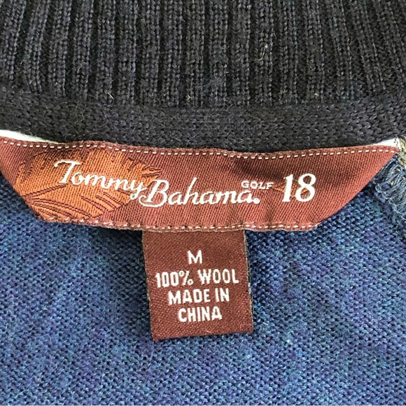 TOMMY BAHAMA 18 Golf Men 1/4 Zip Long Sleeve Pullover Knit Sweater M Merino Wool - Picture 4 of 10